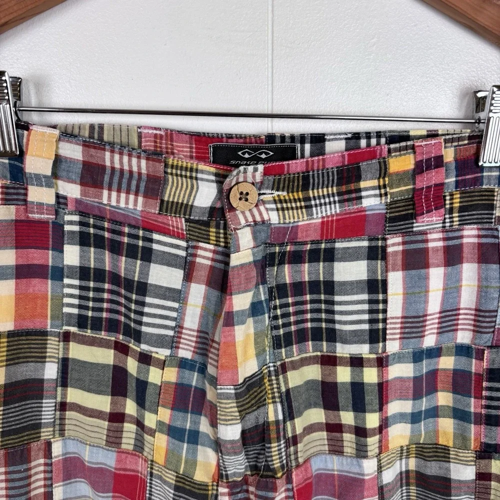 Vintage Snake Eyes Players Colorful Madras Plaid Patchwork Golf Shorts‎ Size 36